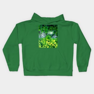 Lush Green Forest acrylic painting Kids Hoodie